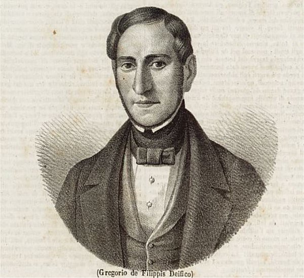 Ritratto di Gregorio De Filippis Delfico, dal "Poliorama Pittoresco", 1854:A. 15, fasc. 50, serie 2, vol. 15, pag. 400