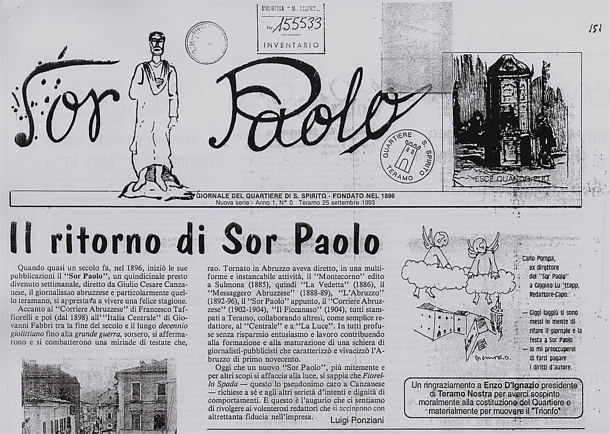 "Sor Paolo", nuova serie, anno 1, n.0, Teramo 25 settembre 1993