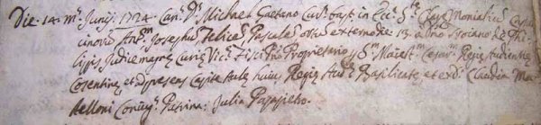 Atto dil battesimo di Antonio de Filippis