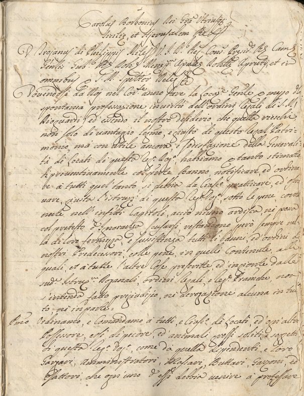 Bando 5, Foggia 24 agosto 1739, pag. 1