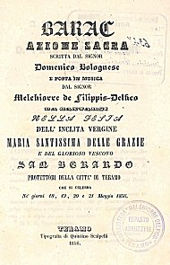 Barac, Azione Sacra scritta da Domenico Bolognese
