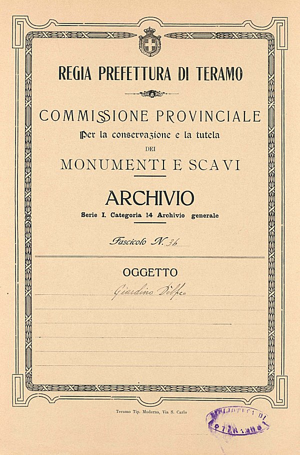 Cartella della commissione, contenente la lettera