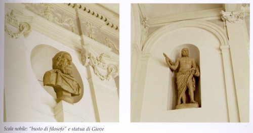 Scala nobile: "busto di filosofo" e statua di Giove