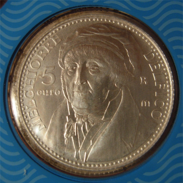 Melchiorre Delfico, sulla moneta da € 5,- emessa in San Marino