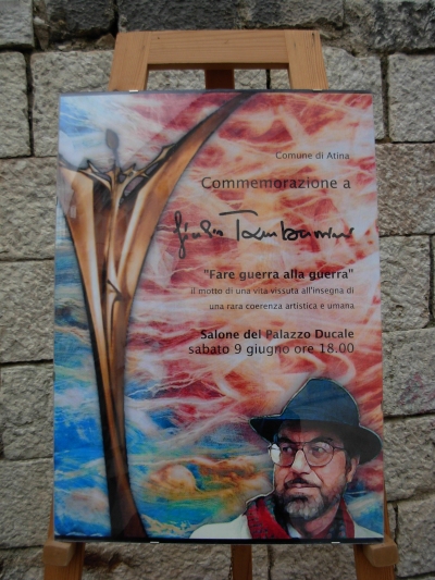 Commemorazione a Giulio Tamburrini, Atina, 9 giugno 2007. Locandina apposta davanti al Palazzo Ducale