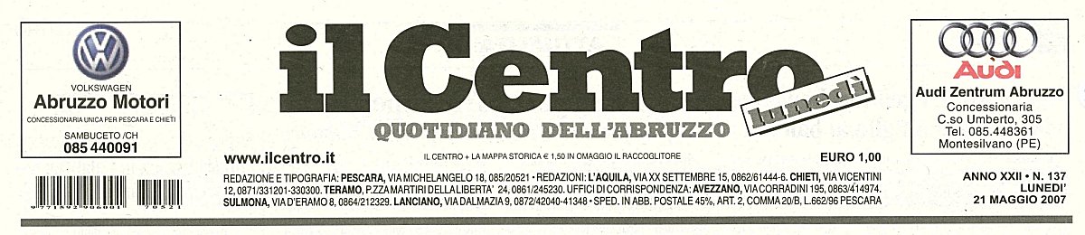 "Il Centro", a. XXII, n. 137, luned 21 maggio 2007