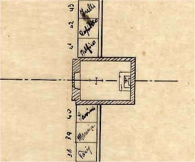 Pianta generale vecchio cimitero urbano di Teramo (particolare indicazione "cappella Delfico")