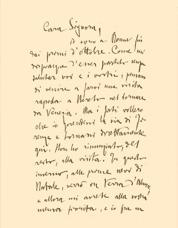 Lettera di Gabriele D'Annunzio a Vinca (25 ottobre 1887) pag.1
