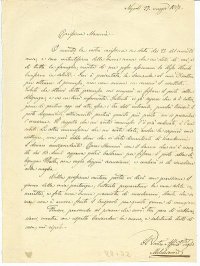 Lettera di Melchiorre De Filippis Delfico alla madre Marina, Napoli, 27 maggio 1857