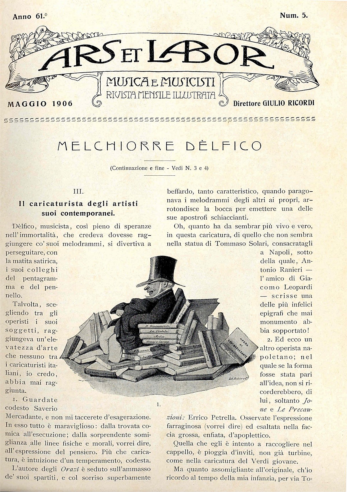 "Ars et Labor", Maggio 1906, anno 61, n. 5, pag. 385 (inizio 3 parte)