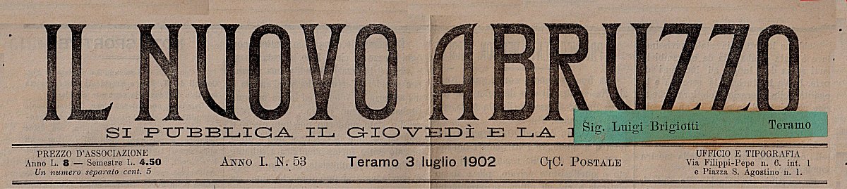 "IL NUOVO ABRUZZO", anno I, n. 53, Teramo 3 luglio 1902