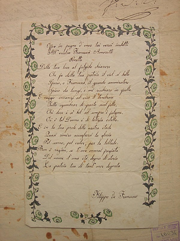 Sonetto dedicato a Francesca Amorotti