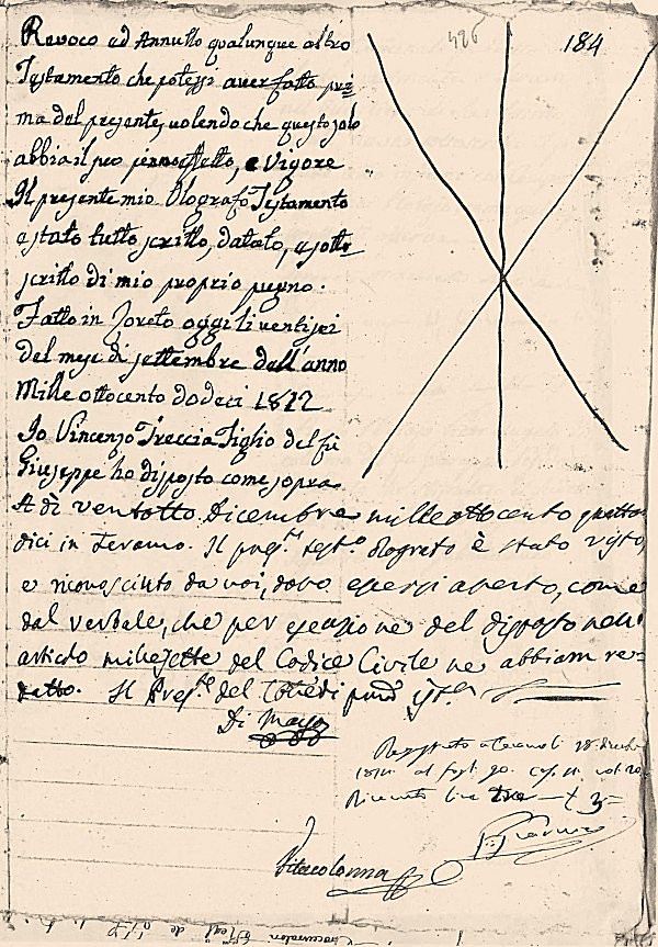 Testamento Treccia c.184 r.