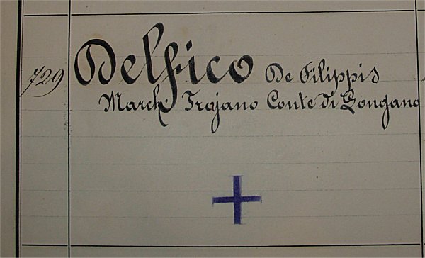 Registro di matricola dei senatori (particolare): numero progressivo 729