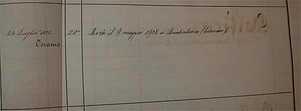 Registro di matricola dei senatori (particolare)