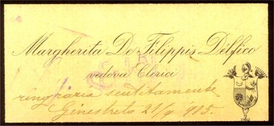 Biglietto da visita di Margherita de Filippis Delfico,*1857 +1917,  figlia di Bernardino