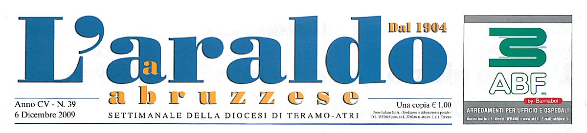"L’Araldo abruzzese", anno CV, n. 39, 6 dicembre 2009