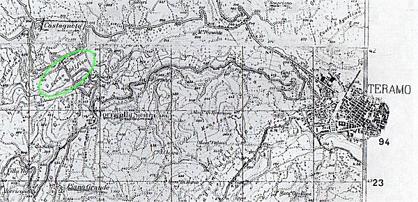 Cartina con indicazione della zona denominata "Piane Delfico"